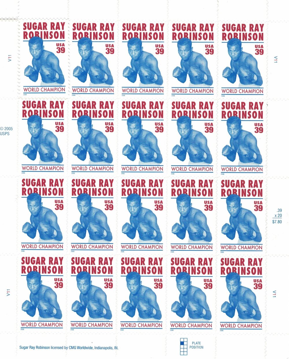 Sugar Ray Robinson 39 cent Postage Stamps